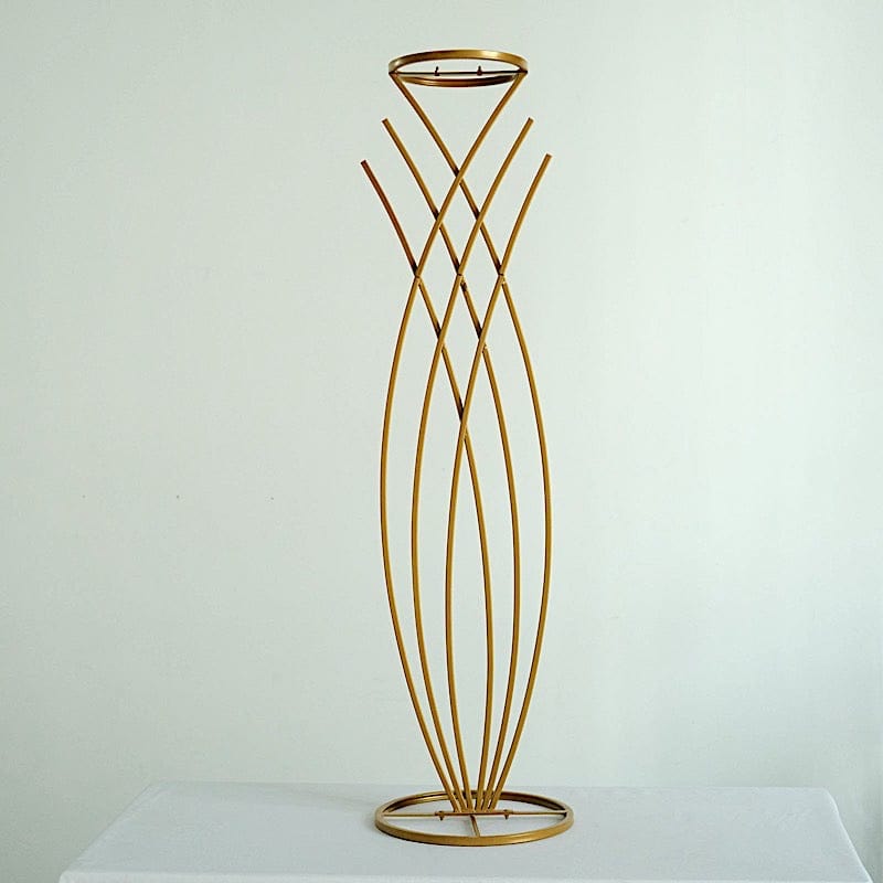 Metal Flower Display Stand Mermaid Tail Design Wedding Centerpiece - Gold