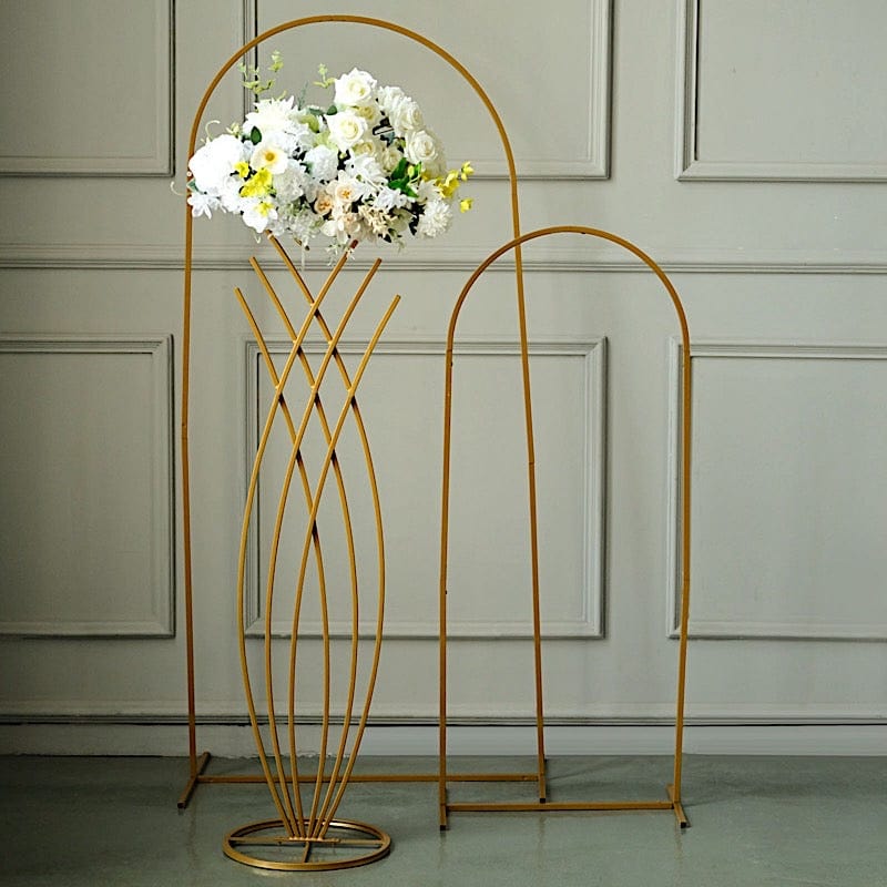 Metal Flower Display Stand Mermaid Tail Design Wedding Centerpiece - Gold