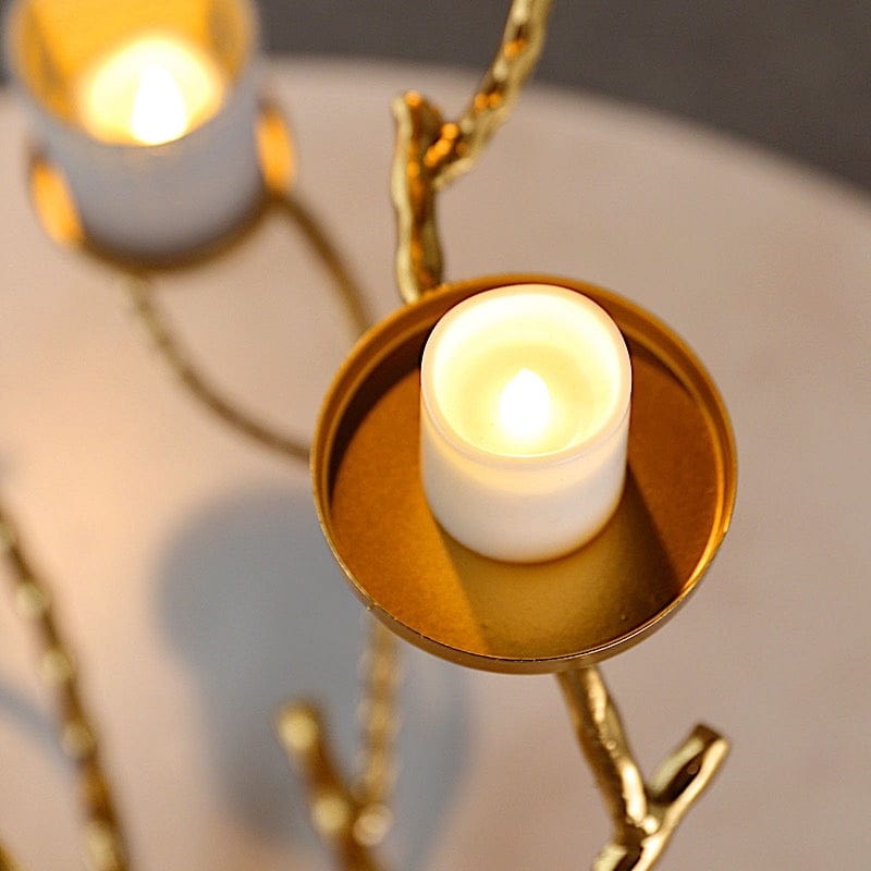 Metal Manzanita Tree Branch Candelabra Candle Holders - Gold