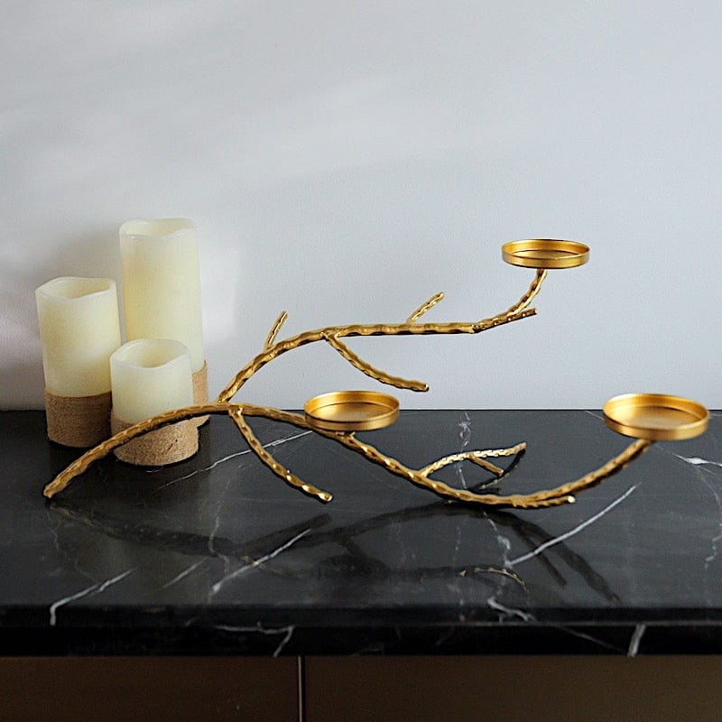 Metal Manzanita Tree Branch Candelabra Candle Holders - Gold