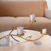 Metal Manzanita Tree Branch Candelabra Candle Holders - Gold