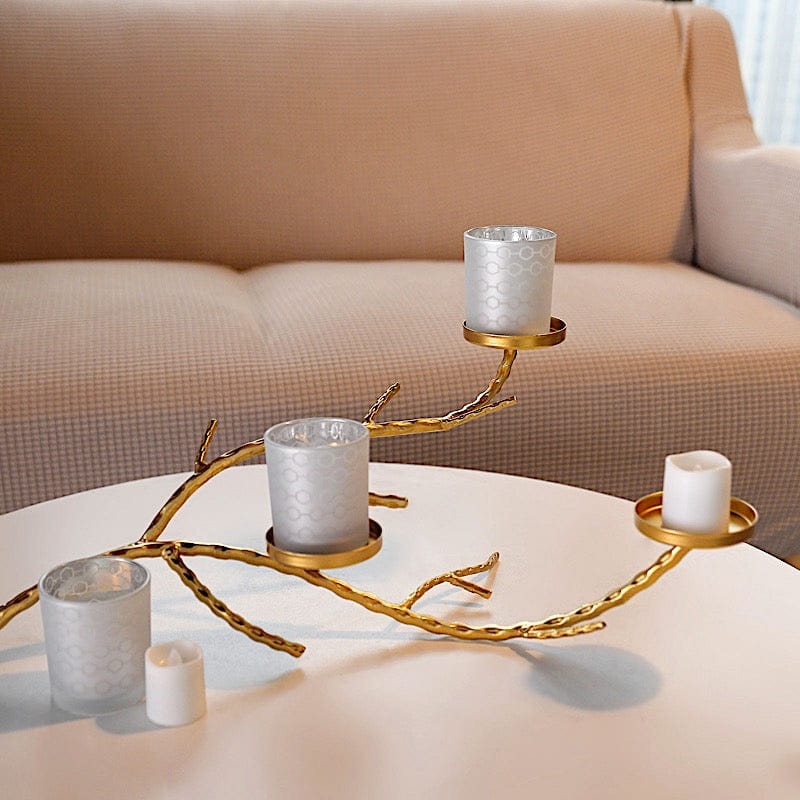 Metal Manzanita Tree Branch Candelabra Candle Holders - Gold
