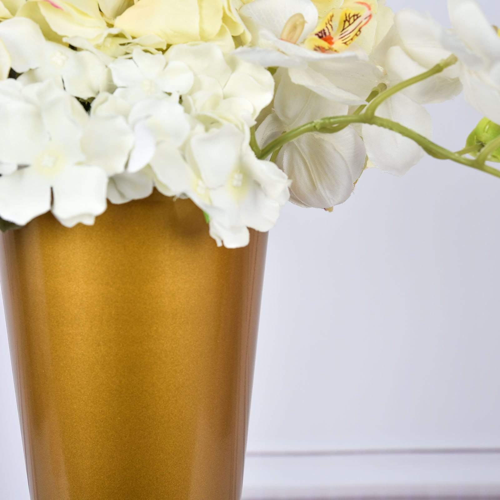 Metal Trumpet Wedding Flower Vase - Gold