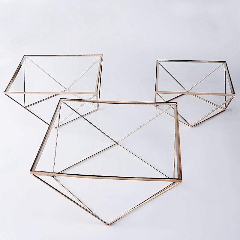 Metal with Glass Geometric Cake Stand Dessert Display