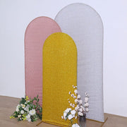 Metallic Fitted Spandex Round Top Wedding Arch Backdrop Stand Cover