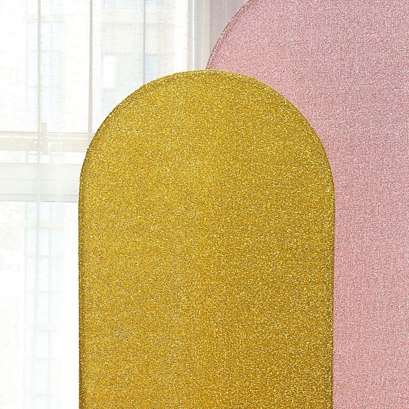 Metallic Fitted Spandex Round Top Wedding Arch Backdrop Stand Cover