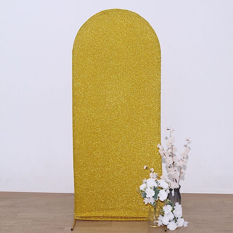Metallic Fitted Spandex Round Top Wedding Arch Backdrop Stand Cover