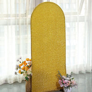 Metallic Fitted Spandex Round Top Wedding Arch Backdrop Stand Cover