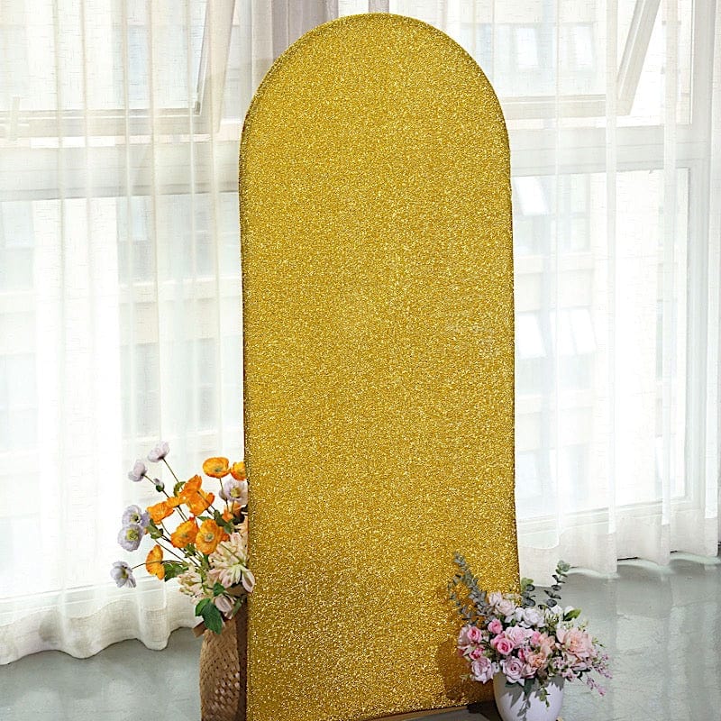 Metallic Fitted Spandex Round Top Wedding Arch Backdrop Stand Cover