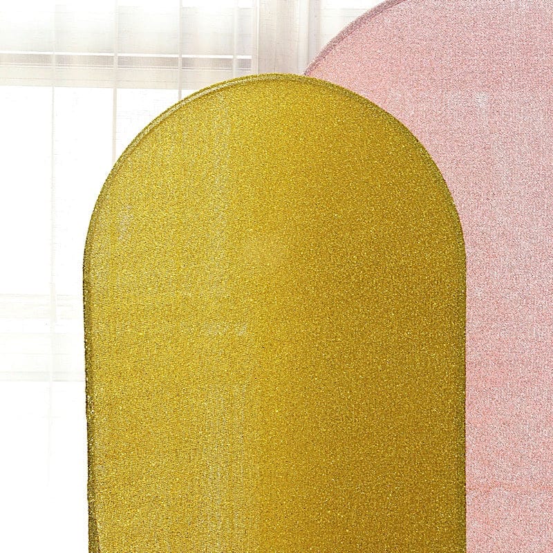 Metallic Fitted Spandex Round Top Wedding Arch Backdrop Stand Cover