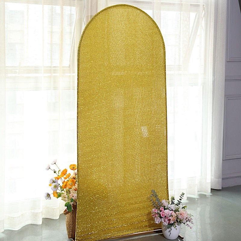 Metallic Fitted Spandex Round Top Wedding Arch Backdrop Stand Cover