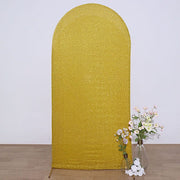 Metallic Fitted Spandex Round Top Wedding Arch Backdrop Stand Cover