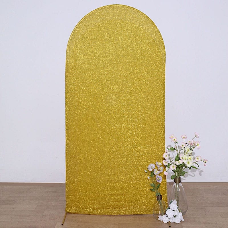 Metallic Fitted Spandex Round Top Wedding Arch Backdrop Stand Cover