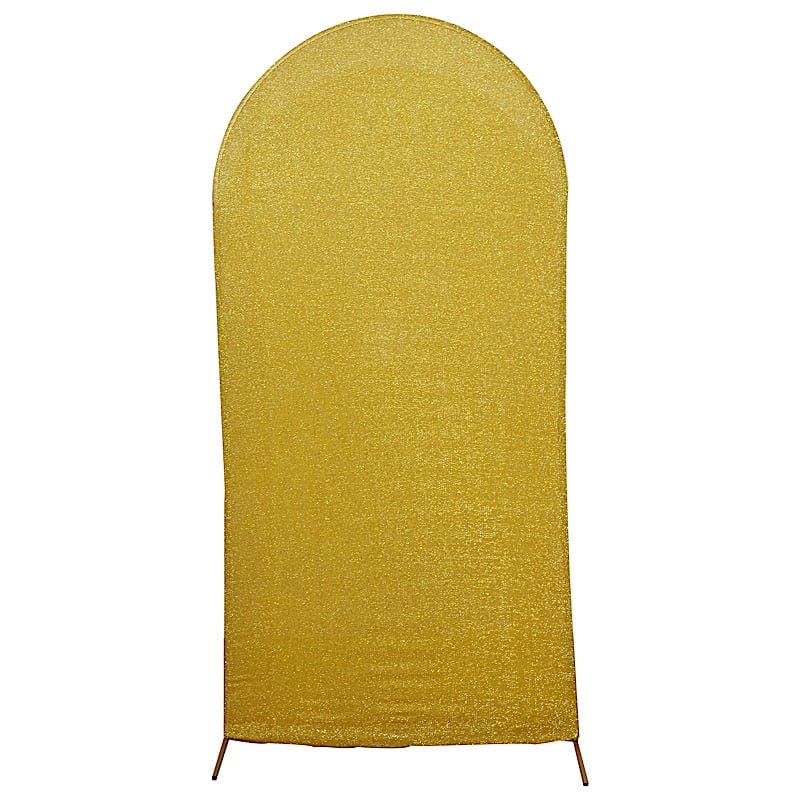 Metallic Fitted Spandex Round Top Wedding Arch Backdrop Stand Cover