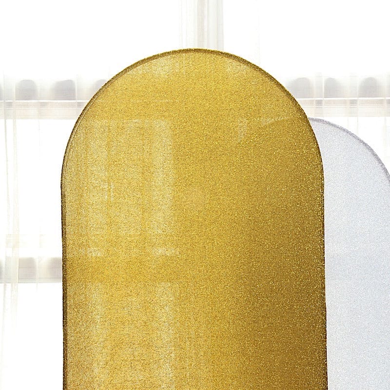 Metallic Fitted Spandex Round Top Wedding Arch Backdrop Stand Cover