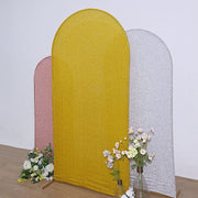 Metallic Fitted Spandex Round Top Wedding Arch Backdrop Stand Cover