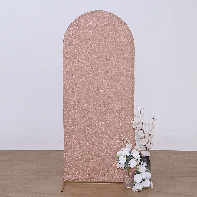 Metallic Fitted Spandex Round Top Wedding Arch Backdrop Stand Cover