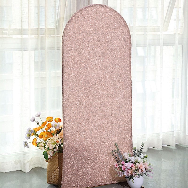 Metallic Fitted Spandex Round Top Wedding Arch Backdrop Stand Cover