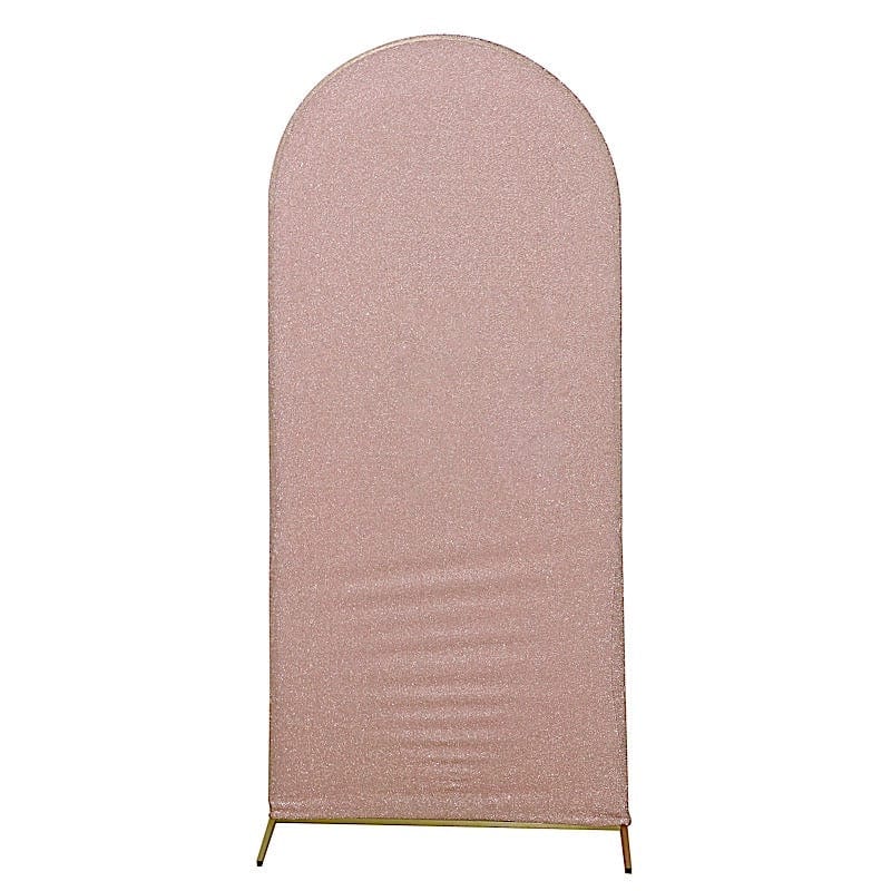 Metallic Fitted Spandex Round Top Wedding Arch Backdrop Stand Cover
