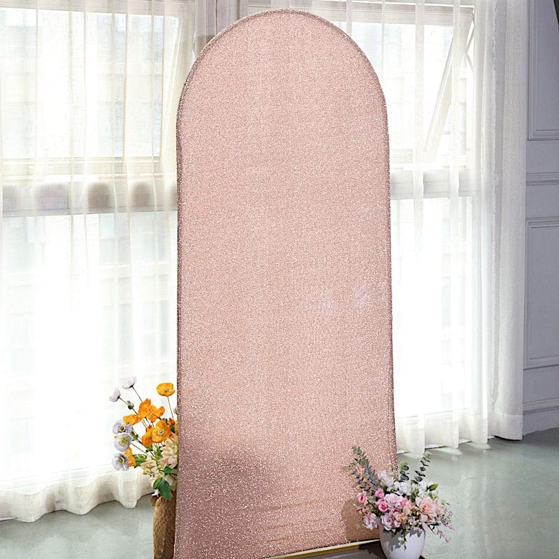 Metallic Fitted Spandex Round Top Wedding Arch Backdrop Stand Cover