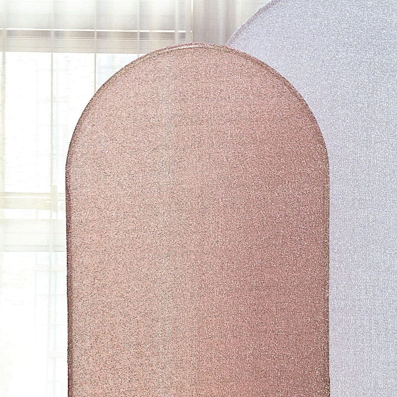 Metallic Fitted Spandex Round Top Wedding Arch Backdrop Stand Cover
