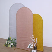 Metallic Fitted Spandex Round Top Wedding Arch Backdrop Stand Cover