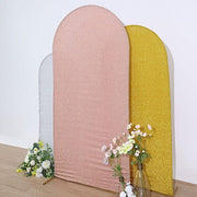 Metallic Fitted Spandex Round Top Wedding Arch Backdrop Stand Cover