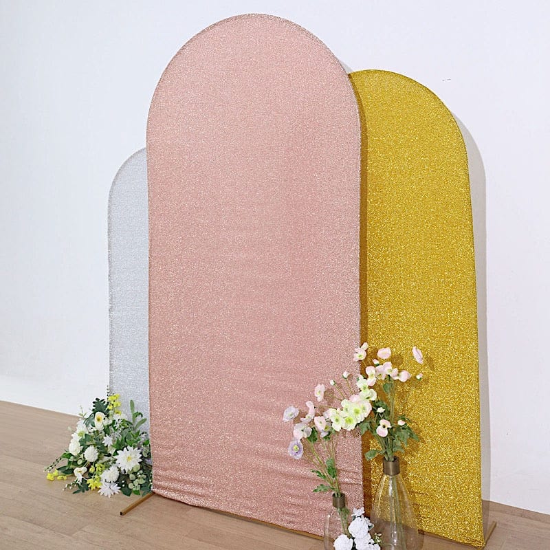 Metallic Fitted Spandex Round Top Wedding Arch Backdrop Stand Cover