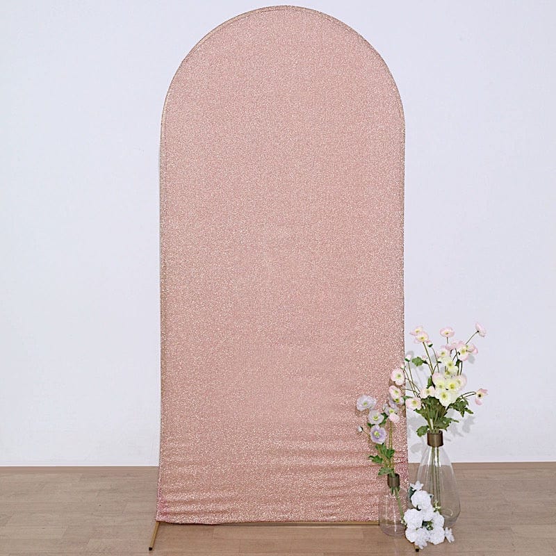 Metallic Fitted Spandex Round Top Wedding Arch Backdrop Stand Cover