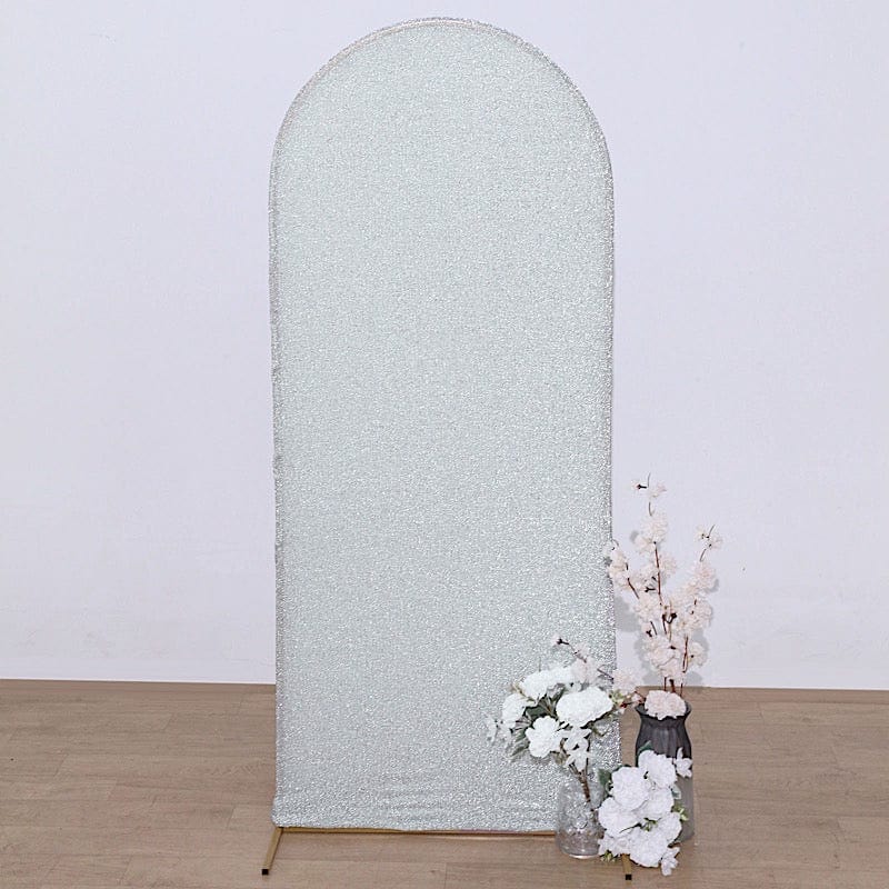 Metallic Fitted Spandex Round Top Wedding Arch Backdrop Stand Cover
