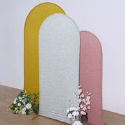 Metallic Fitted Spandex Round Top Wedding Arch Backdrop Stand Cover