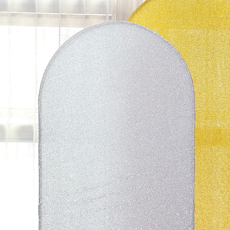 Metallic Fitted Spandex Round Top Wedding Arch Backdrop Stand Cover