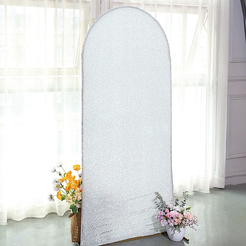 Metallic Fitted Spandex Round Top Wedding Arch Backdrop Stand Cover