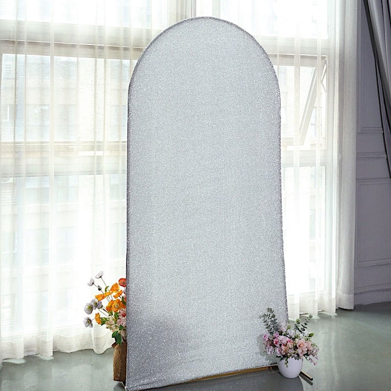 Metallic Fitted Spandex Round Top Wedding Arch Backdrop Stand Cover