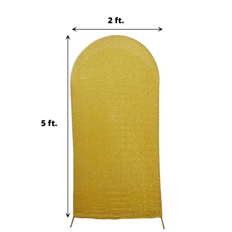 Metallic Fitted Spandex Round Top Wedding Arch Backdrop Stand Cover