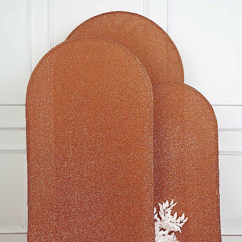 Metallic Fitted Spandex Round Top Wedding Arch Backdrop Stand Cover