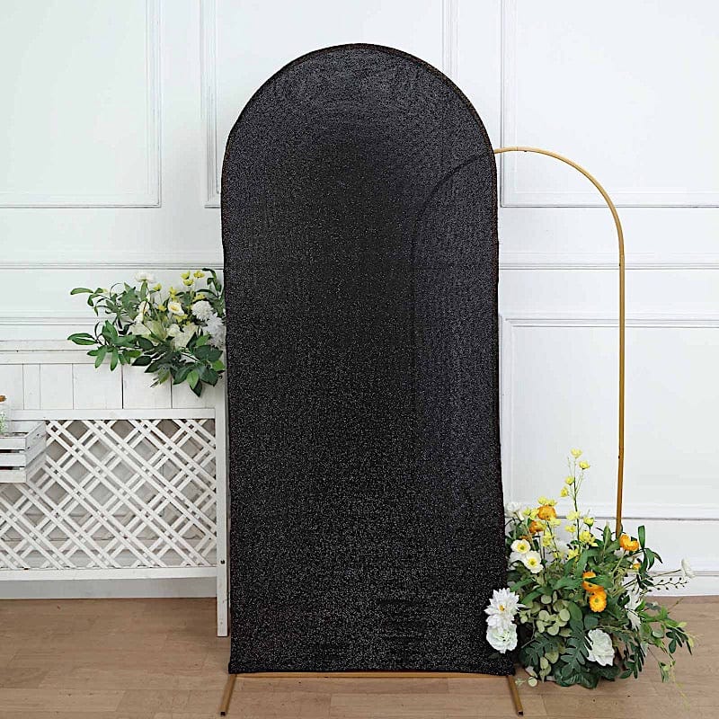 Metallic Fitted Spandex Round Top Wedding Arch Backdrop Stand Cover