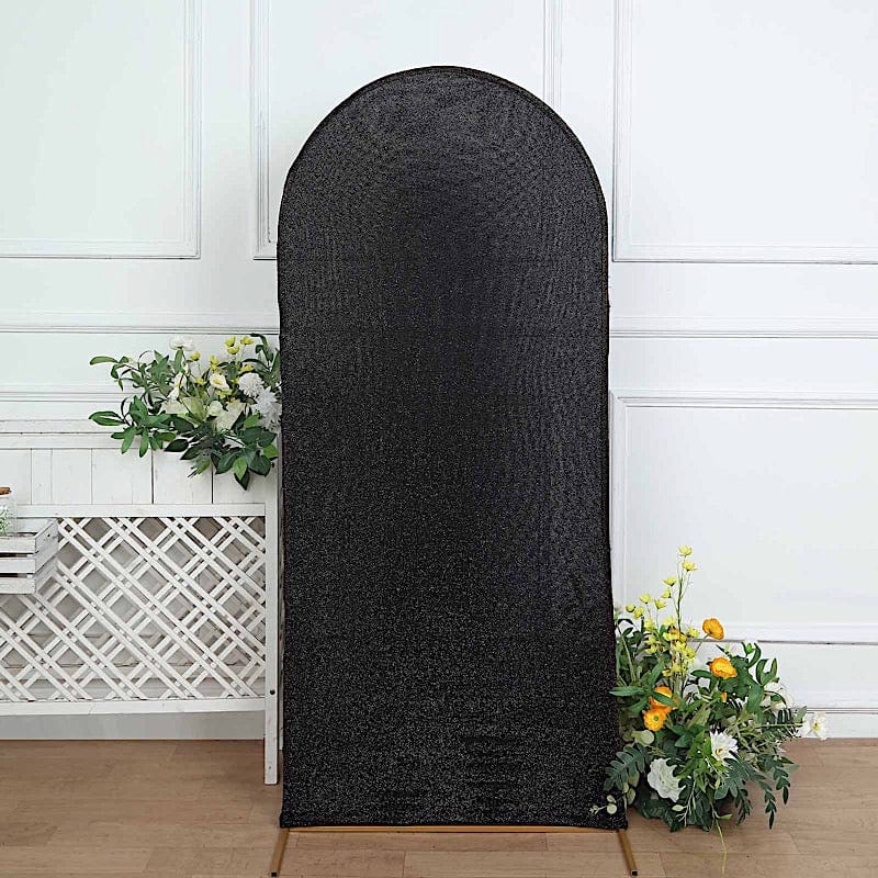 Metallic Fitted Spandex Round Top Wedding Arch Backdrop Stand Cover