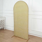 Metallic Fitted Spandex Round Top Wedding Arch Backdrop Stand Cover