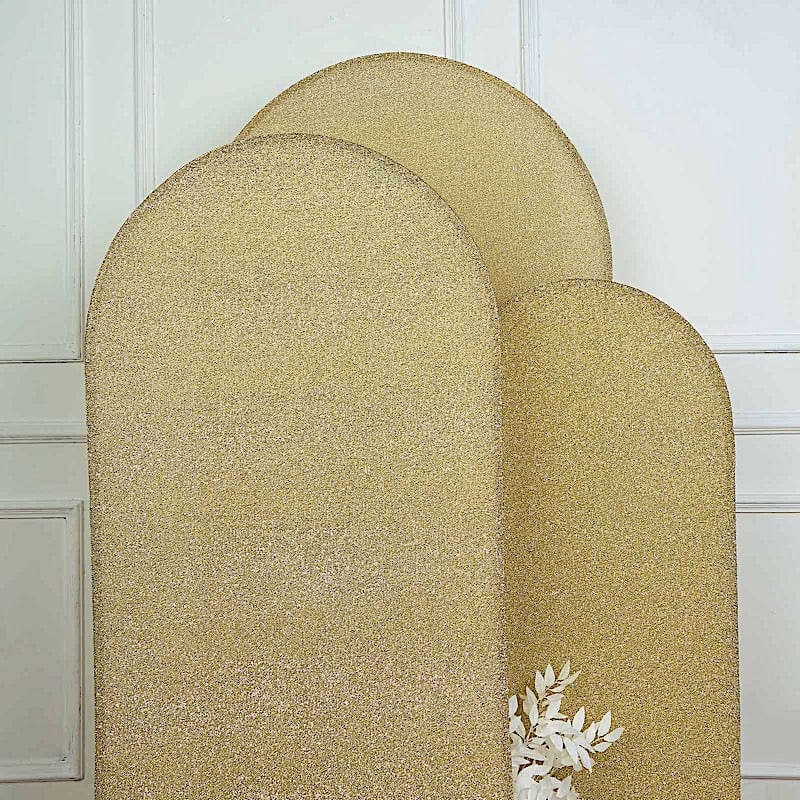 Metallic Fitted Spandex Round Top Wedding Arch Backdrop Stand Cover