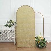 Metallic Fitted Spandex Round Top Wedding Arch Backdrop Stand Cover