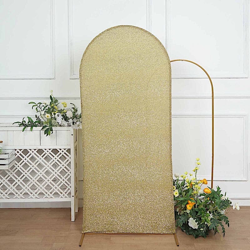 Metallic Fitted Spandex Round Top Wedding Arch Backdrop Stand Cover