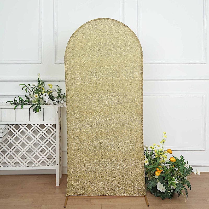 Metallic Fitted Spandex Round Top Wedding Arch Backdrop Stand Cover