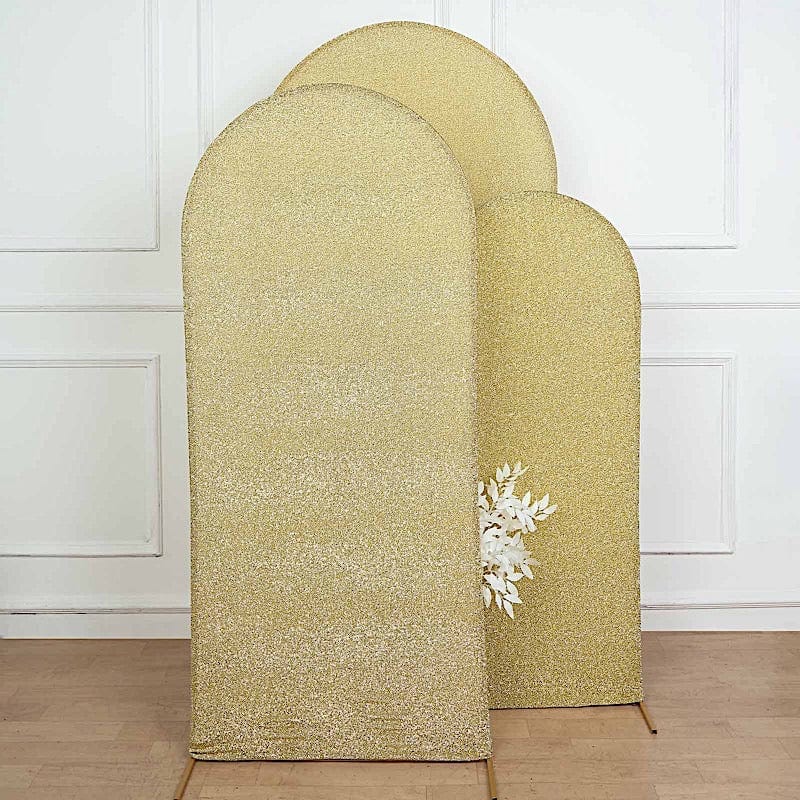 Metallic Fitted Spandex Round Top Wedding Arch Backdrop Stand Cover