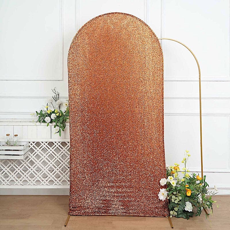 Metallic Fitted Spandex Round Top Wedding Arch Backdrop Stand Cover