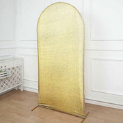Metallic Fitted Spandex Round Top Wedding Arch Backdrop Stand Cover