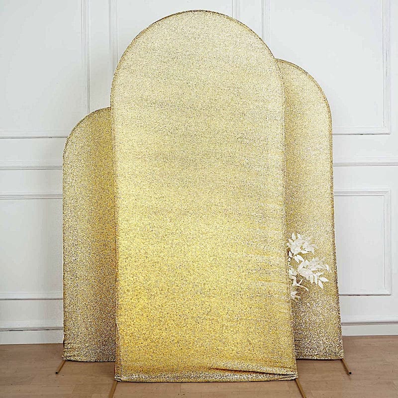 Metallic Fitted Spandex Round Top Wedding Arch Backdrop Stand Cover