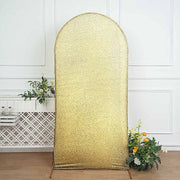 Metallic Fitted Spandex Round Top Wedding Arch Backdrop Stand Cover