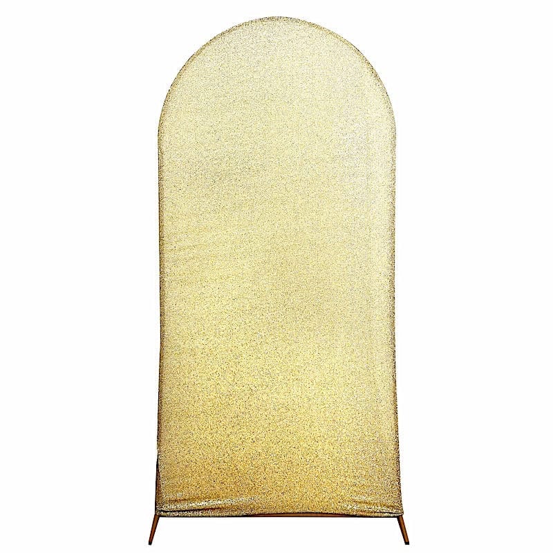 Metallic Fitted Spandex Round Top Wedding Arch Backdrop Stand Cover