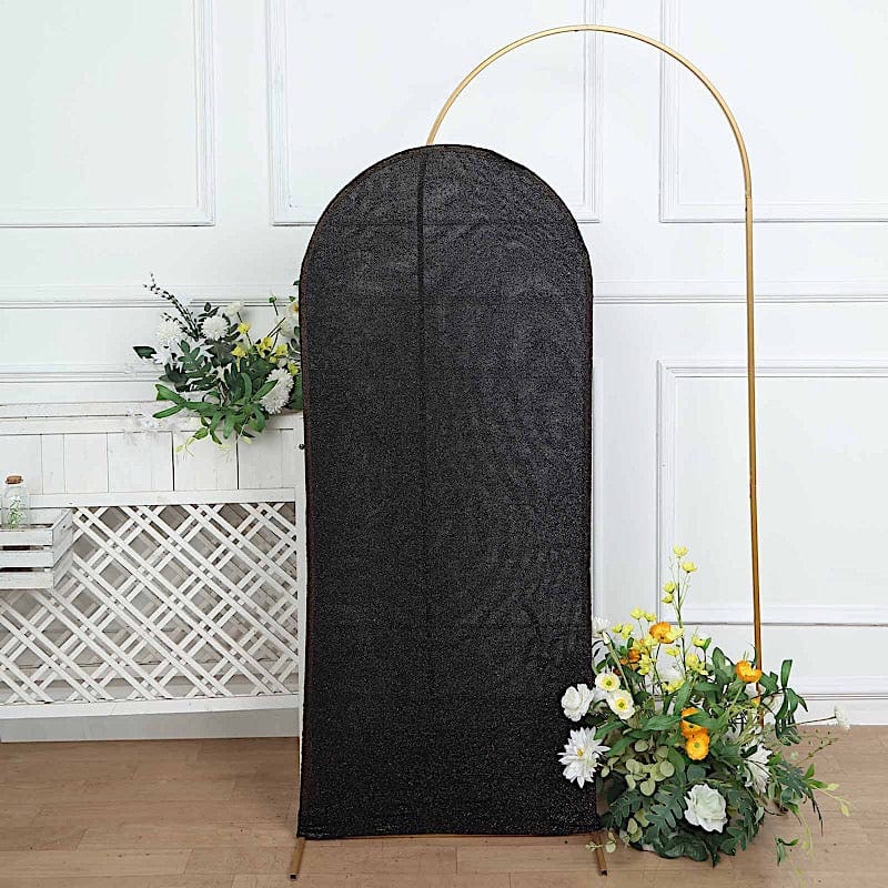 Metallic Fitted Spandex Round Top Wedding Arch Backdrop Stand Cover